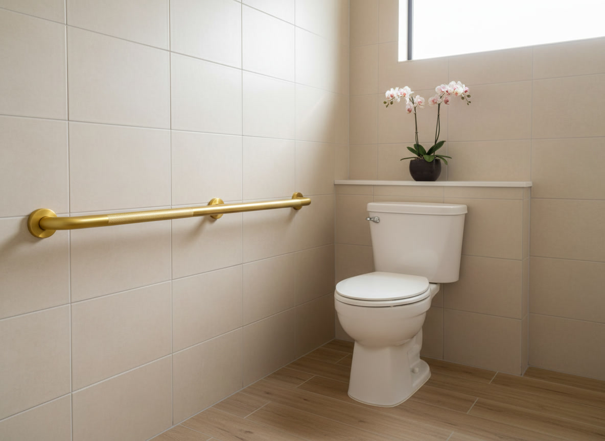 Grab bar installed in a nursing home bathroom